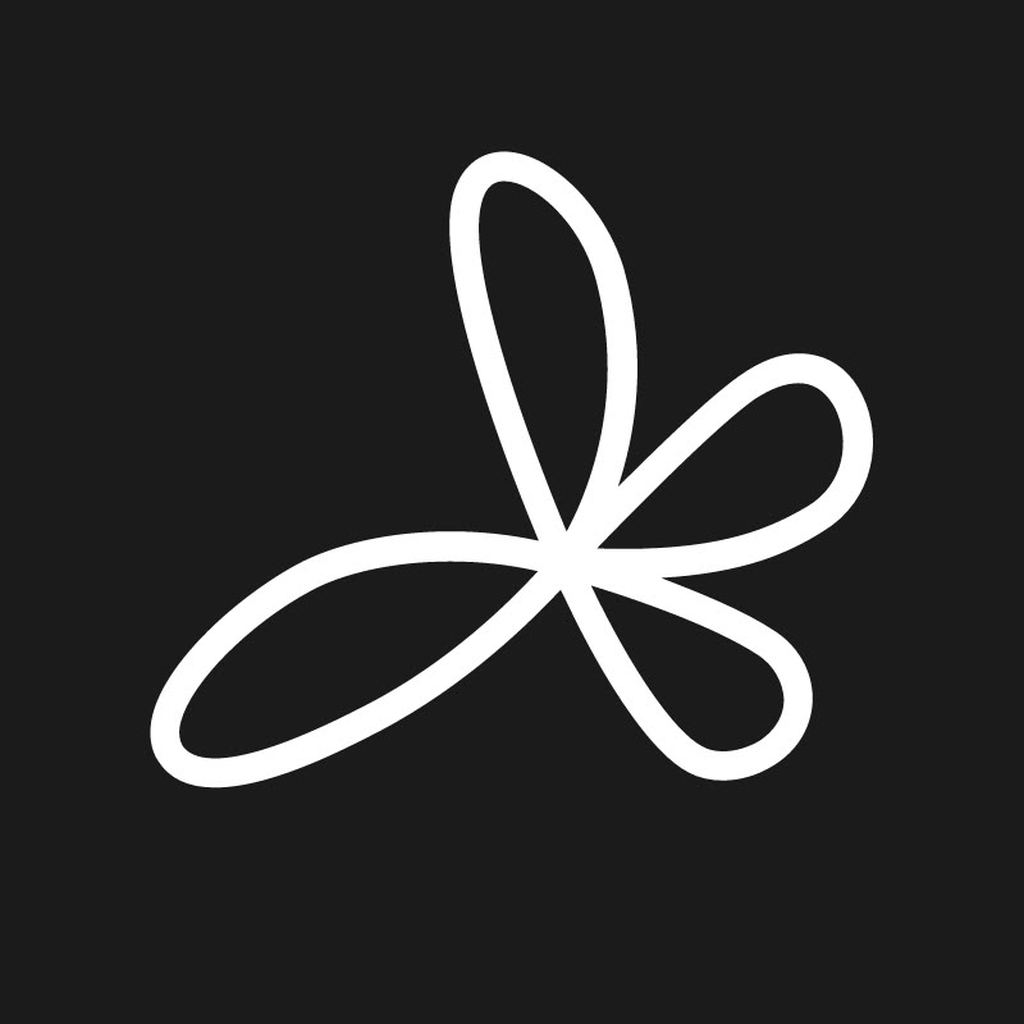 CleanApp app icon: the white four-petal CleanApp mark on black